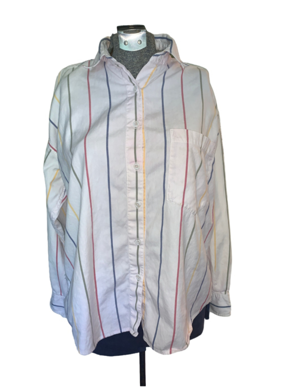 Women's Unbranded Multi-Color Striped Button Down Shirt Size 10